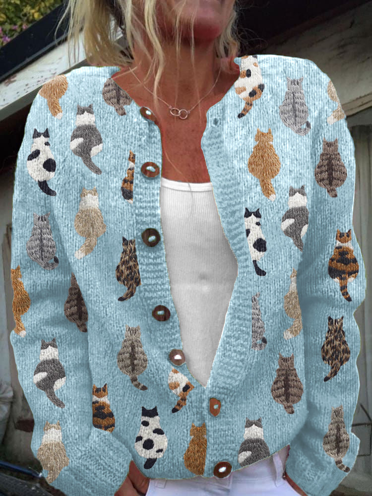 Delyth | Cardigan with Cat Print