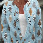 Delyth | Cardigan with Cat Print