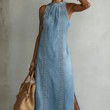 Tilly - Retro Lace Denim Dress