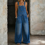 Phoebe - Elasticated-Waist Denim Dungarees