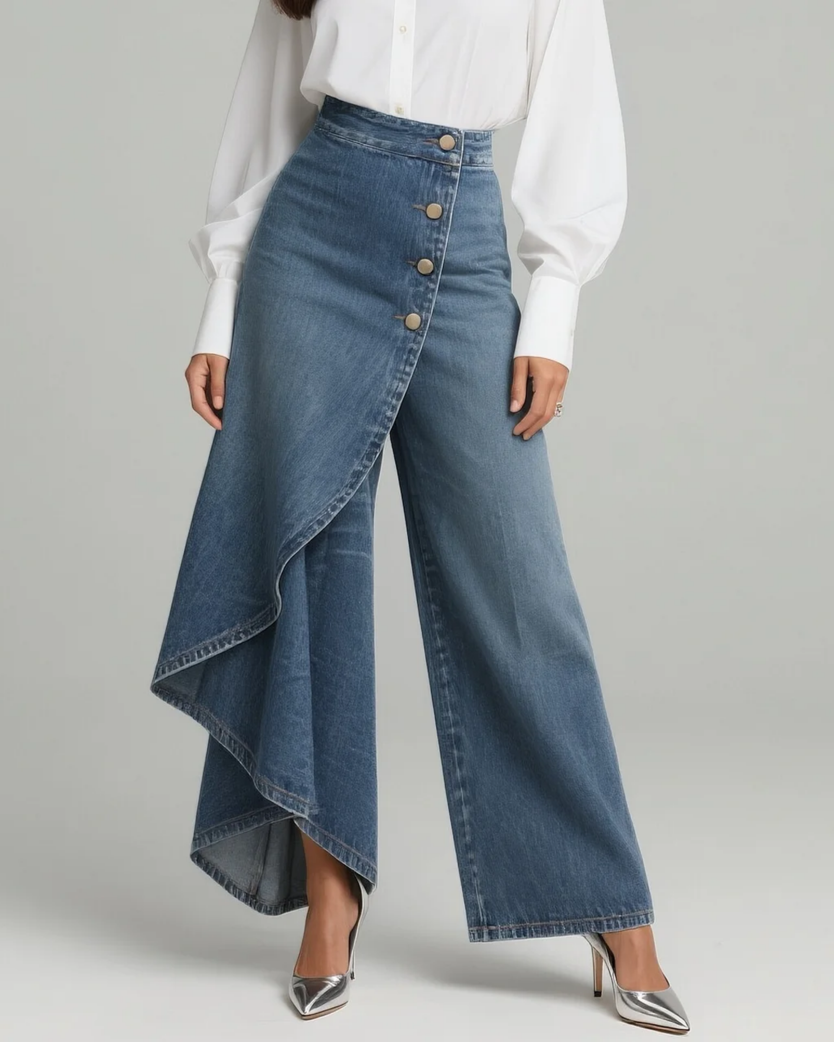 Holly - Wrap Denim Trousers