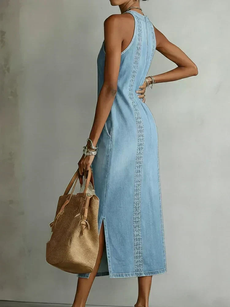Tilly - Retro Lace Denim Dress