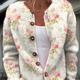 Sorcha | Cream Cardigan with Pink Flowers
