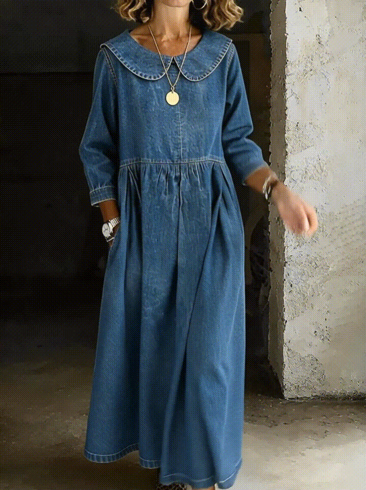 Sophie - Peter Pan Collar Denim Dress