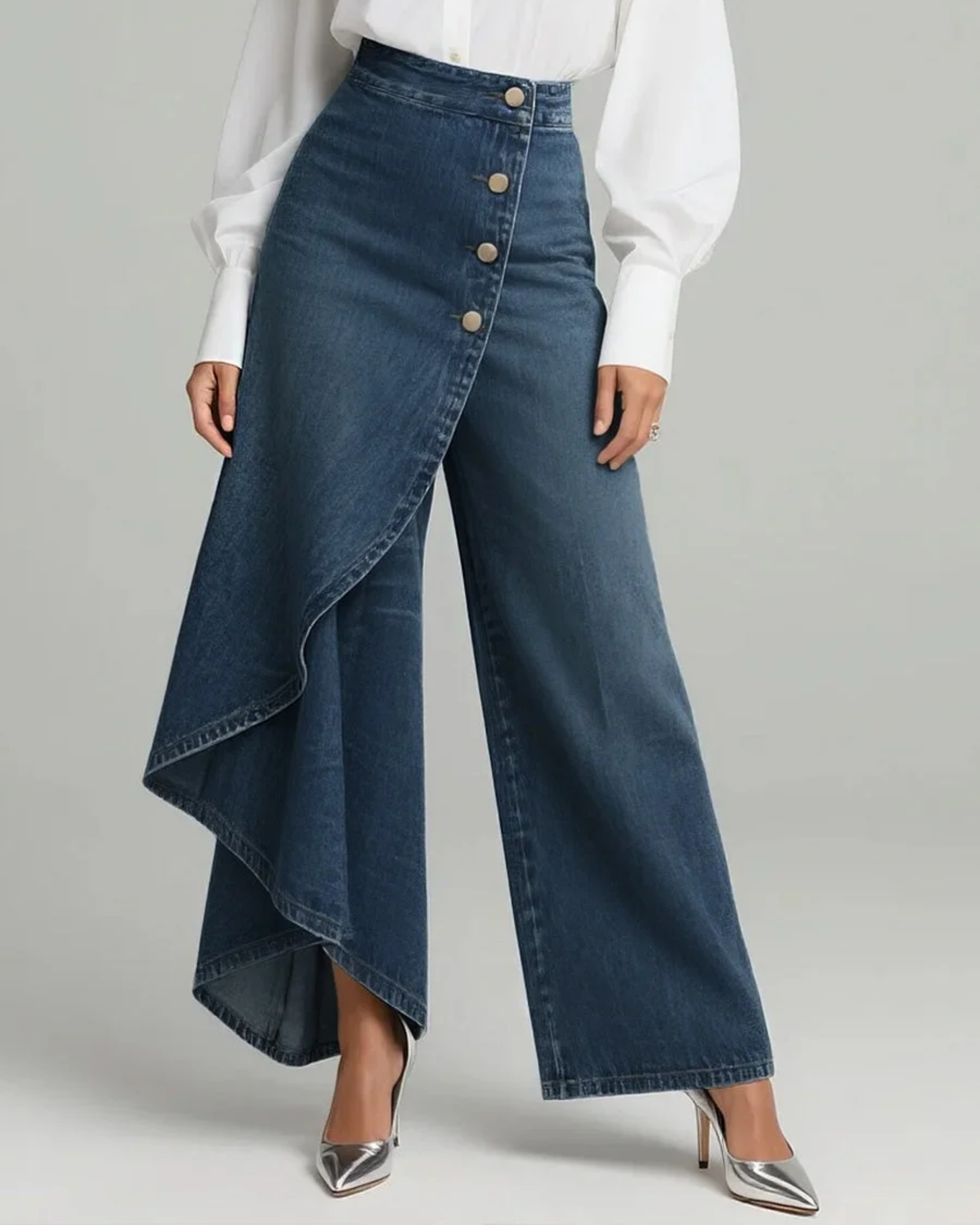 Holly - Wrap Denim Trousers