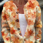 Damaris | Cardigan with Autumn Leaf Print