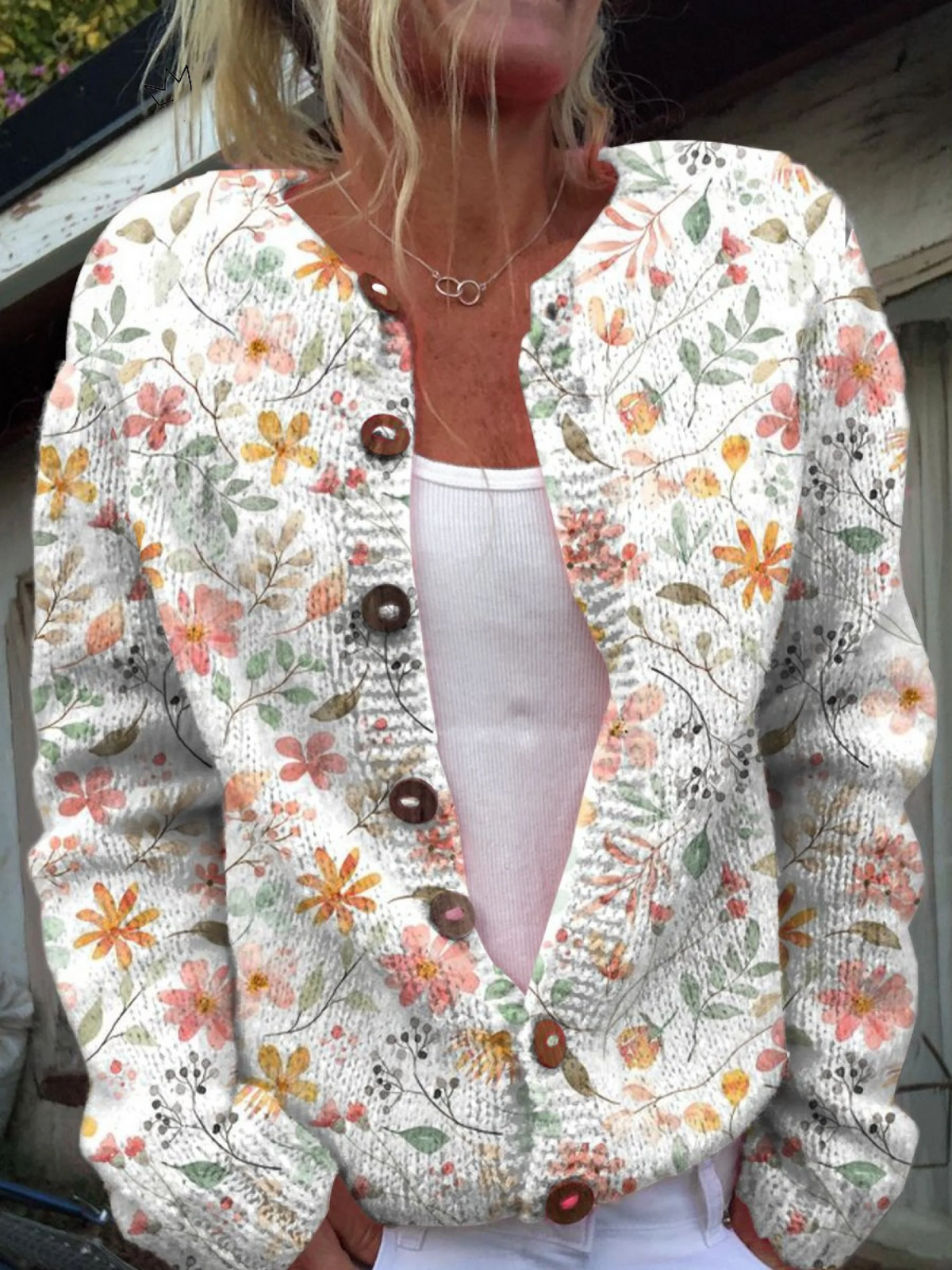 Ondine | Cardigan with Soft Watercolour Floral Print