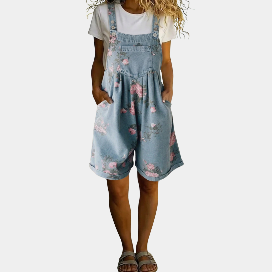 Lucy - Floral Denim Jumpsuit