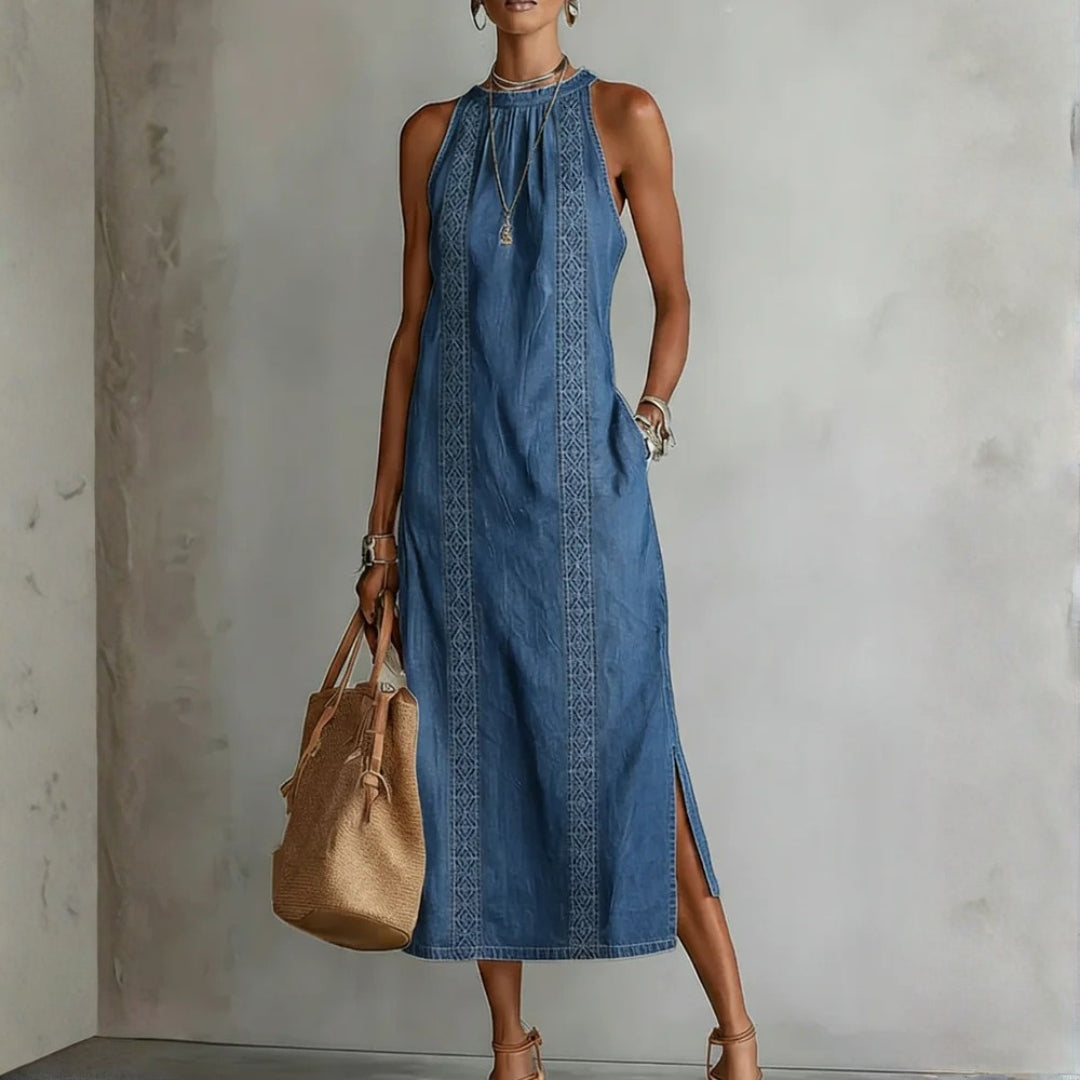Tilly - Retro Lace Denim Dress