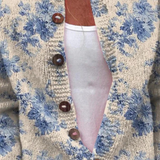 Gaynor | Cream Cardigan with Blue Flowers