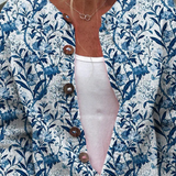 Nyssa | Blue & White Cardigan with Birds & Blossom