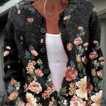 Anwen | Black Cardigan with Floral Print