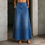 Violet - Mid-Length Denim Skirt