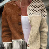 Eluned | Patchwork Cardigan in Brown & Cream
