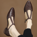 Peony | Classic T-Bar Shoes with Woven Detail