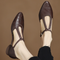 Peony | Classic T-Bar Shoes with Woven Detail