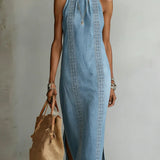 Tilly - Retro Lace Denim Dress