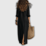 Soline | Relaxed Linen-Look Button Maxi Dress