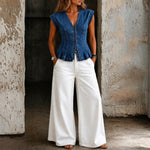 Isobel - V-Neck Denim Top