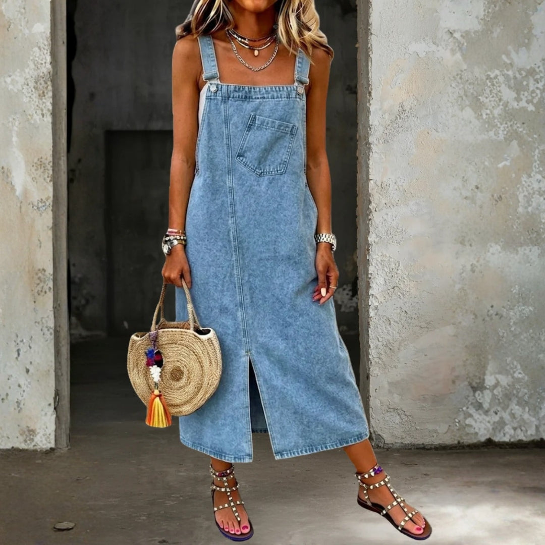 Georgia - Casual Denim Pinafore Dress