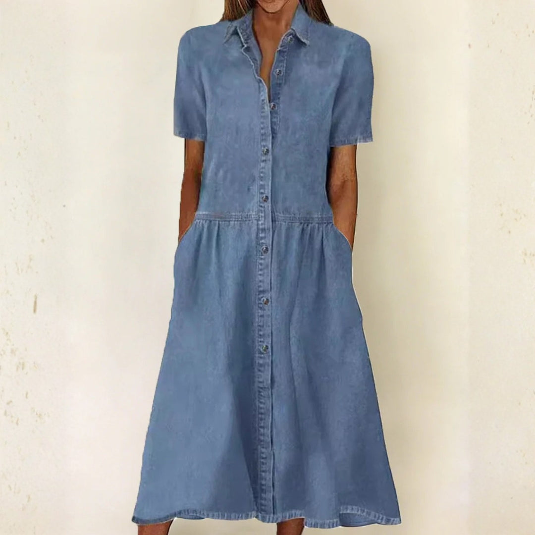 Bethany - Short-Sleeve Denim Dress