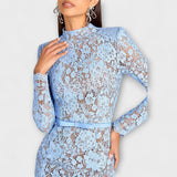Freya – Elegant Midi Dress in Floral Lace