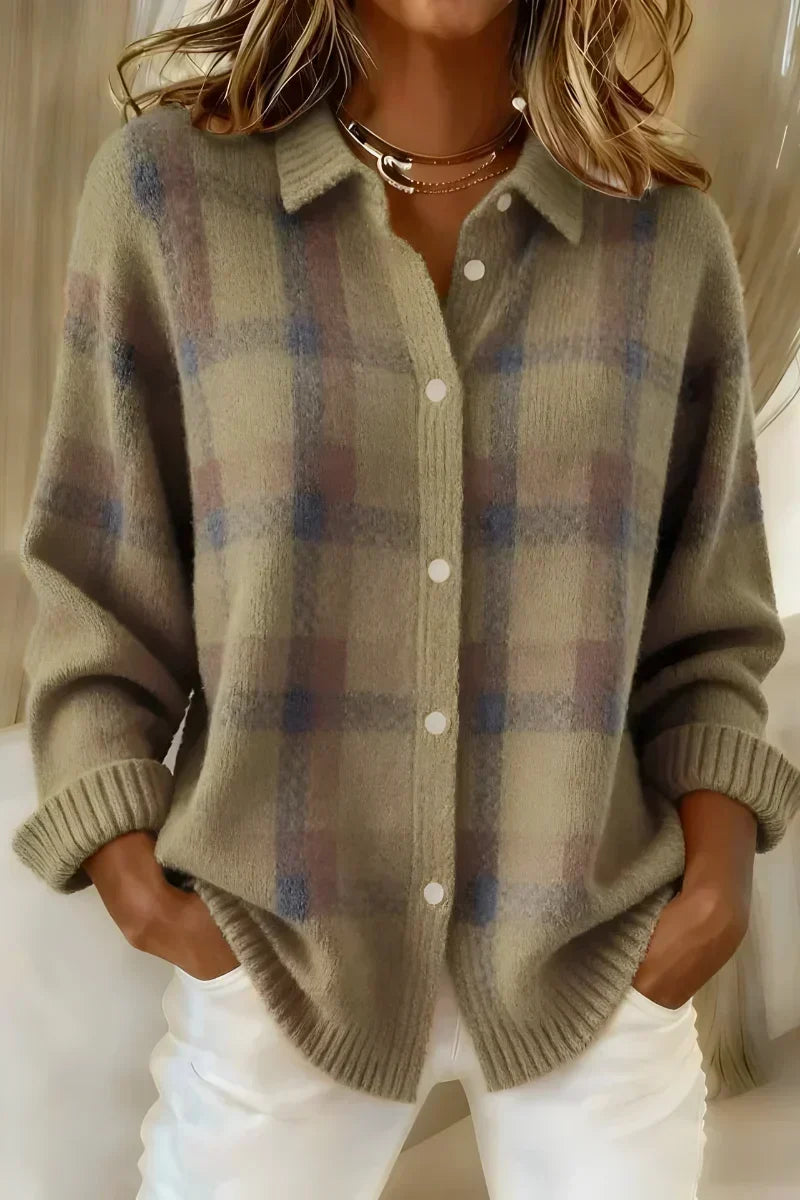 Taylor | Cosy Checked Knit Cardigan