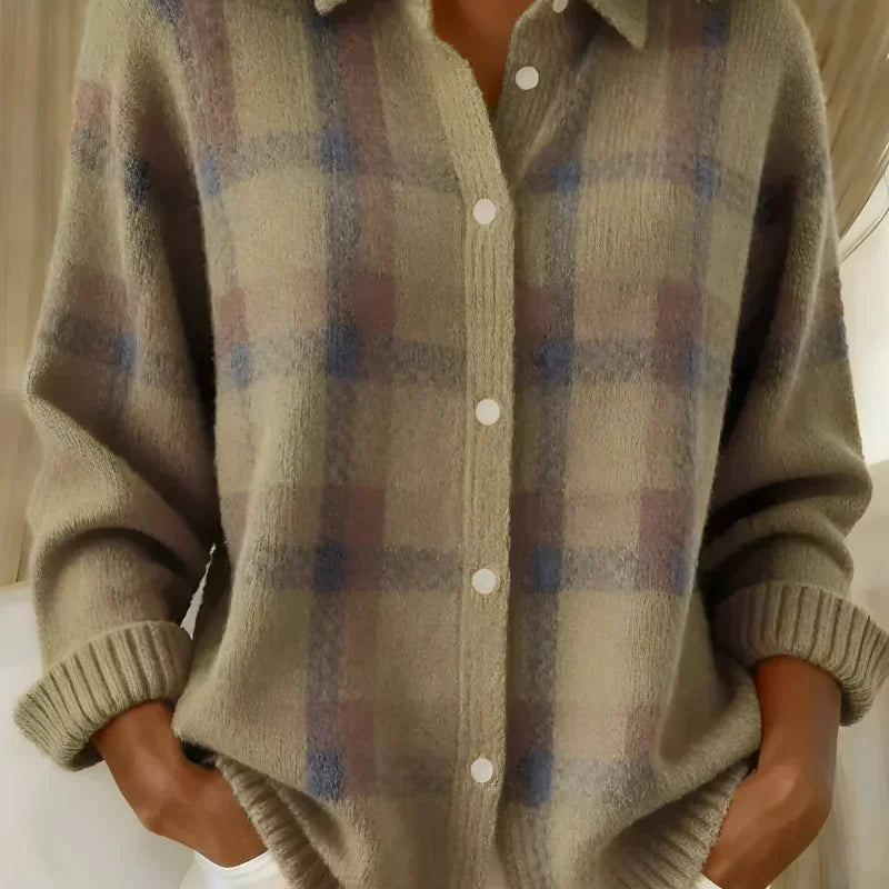 Taylor | Cosy Checked Knit Cardigan