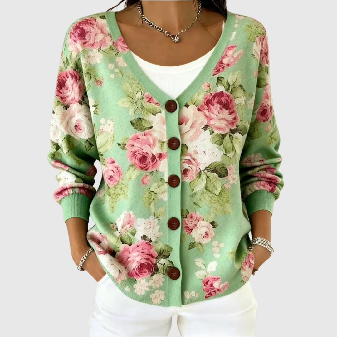 Zennor | Rose Print Cardigan