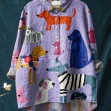 Rose | Relaxed Fit Blouse Featuring Dog Design