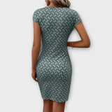Emma - Short-Sleeved Tulip Dress with All-Over Pattern