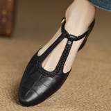 Peony | Classic T-Bar Shoes with Woven Detail