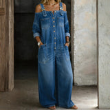 Isla - Off-the-Shoulder Denim Jumpsuit