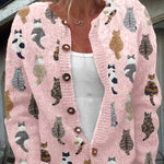 Delyth | Cardigan with Cat Print