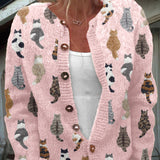 Delyth | Cardigan with Cat Print