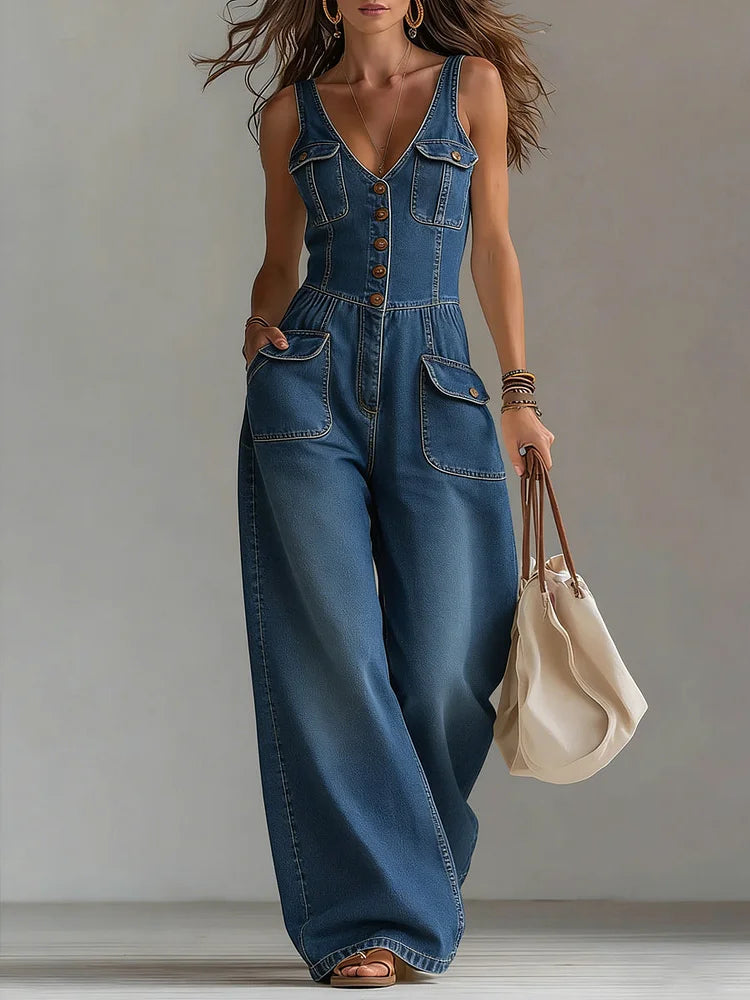 Megan - Casual Denim Dungarees