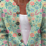 Rhoswen | Mint Green Cardigan with Bright Flowers