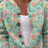 Rhoswen | Mint Green Cardigan with Bright Flowers