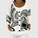 Wilhelmina | Wave Print Cardigan