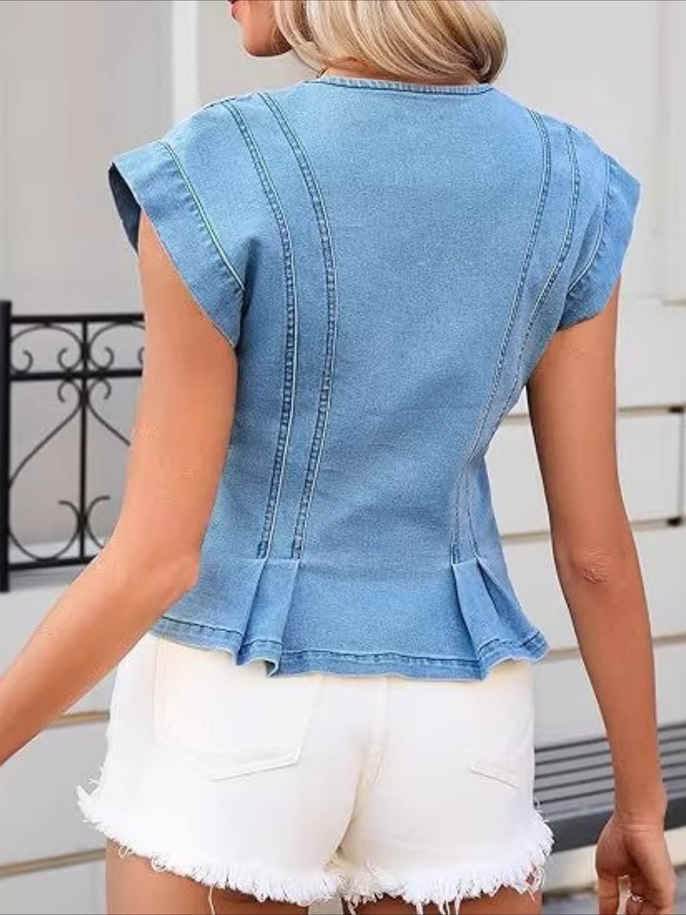 Isobel - V-Neck Denim Top
