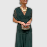 Florendra | Long Floral V Neck Dress