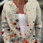 Verbena | Cream Cardigan with Meadow Flowers