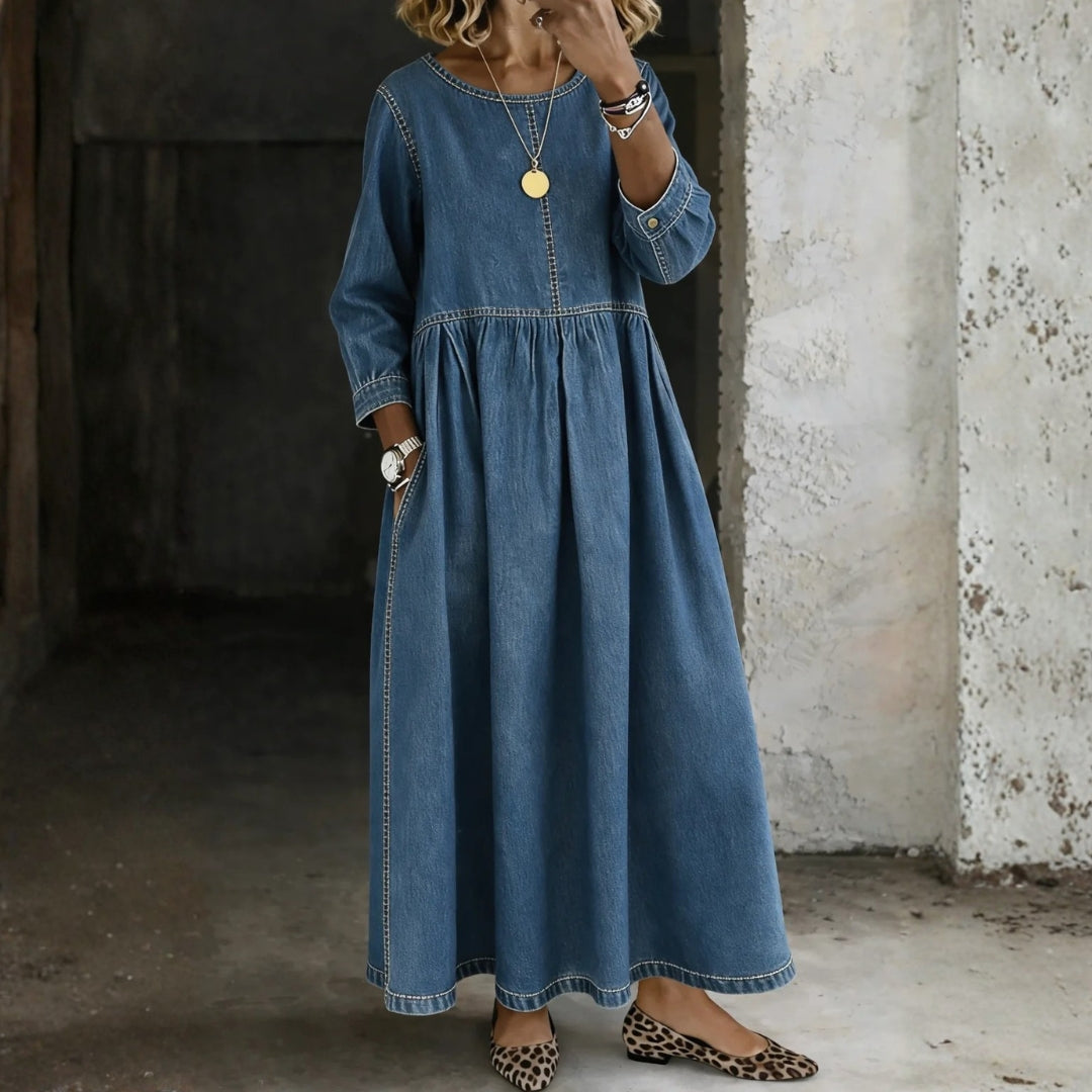 Sophie - Peter Pan Collar Denim Dress