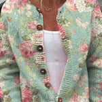 Wisteria | Sage Green Cardigan with Rose Print