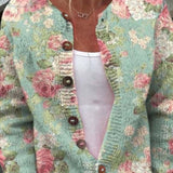 Wisteria | Sage Green Cardigan with Rose Print