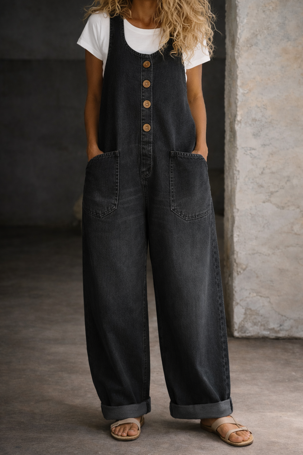 Emily - Vintage Washed Cotton Dungarees