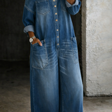 Abigail - Off-the-Shoulder Denim Jumpsuit