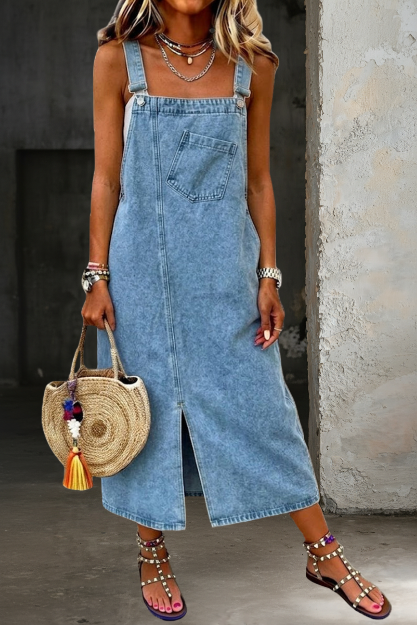 Georgia - Casual Denim Pinafore Dress