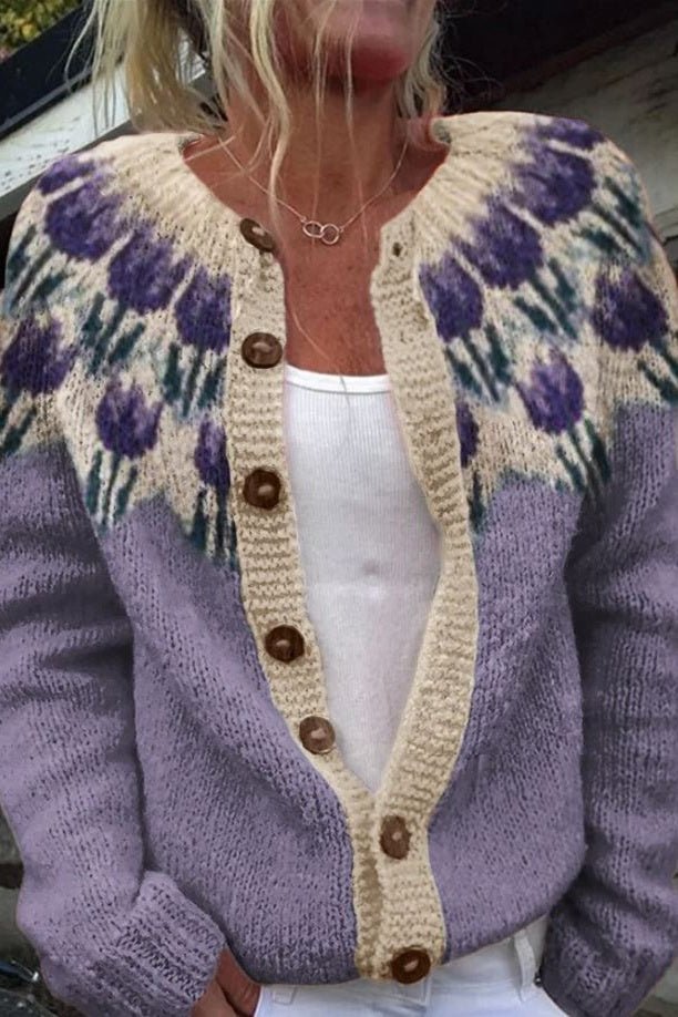 Ottoline | Cardigan with Floral Yoke
