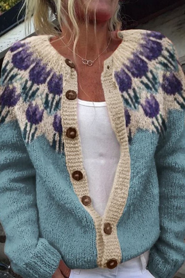 Ottoline | Cardigan with Floral Yoke